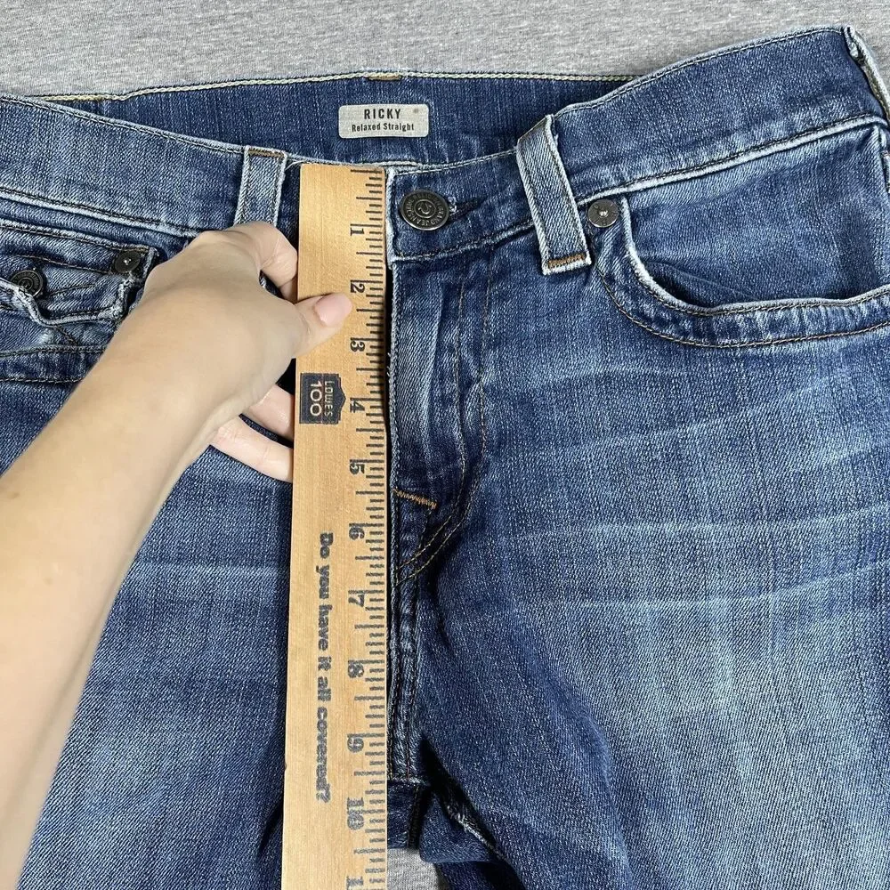 True Religion Ricky Relaxed Straight Jeans Mens 32 Blue Medium Wash Y2K Vintage